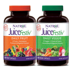 Natrol JuiceFestiv bottle showing 46 fruits and vegetables, grains and greens