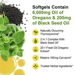 Ingredients: oregano oil extract and black seed oil