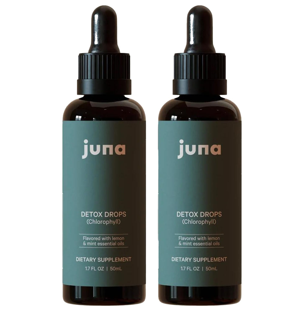 Two bottles of Juna Chlorophyll Liquid Drops (2-Pack) on a white background