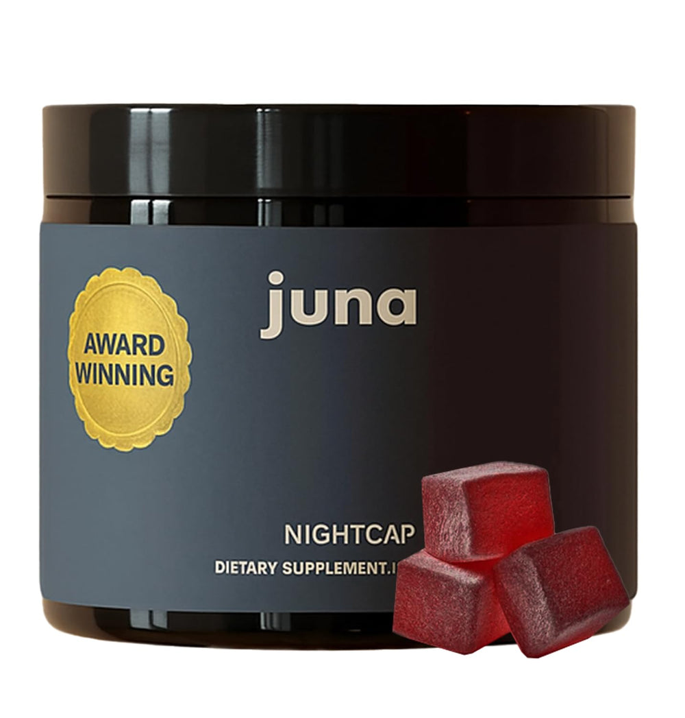 Front view of Juna Nightcap Sleep Gummies bottle
