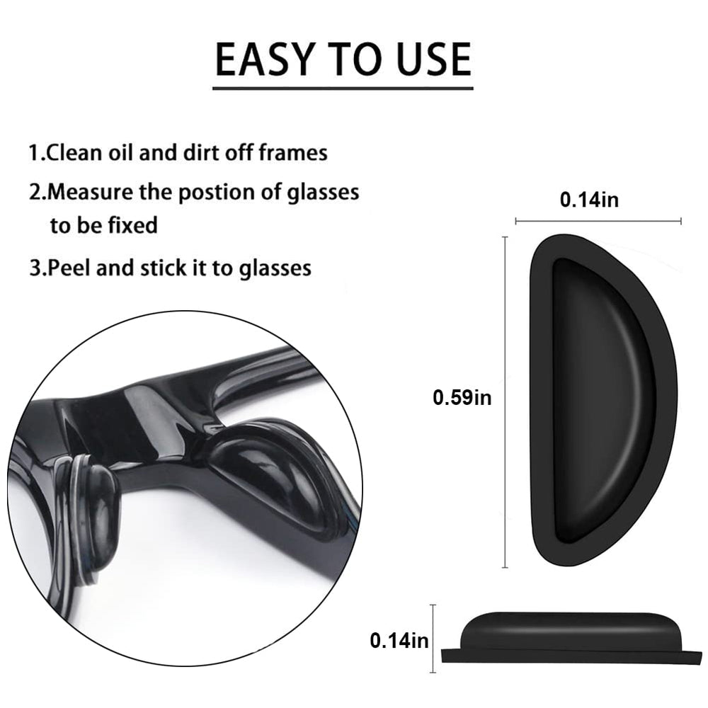 Nose pads attached to eyeglasses to prevent slipping