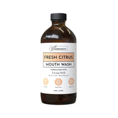 Just Ingredients Fresh Citrus Remineralizing Mouthwash bottle with Hydroxyapatite & Colloidal Silver Formula - Alcohol-Free, Natural & Organic