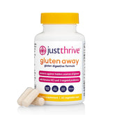 Just Thrive Gluten Away bottle with capsules on white background