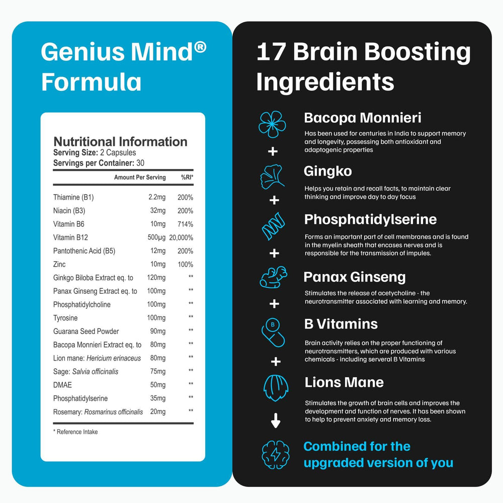 Ingredients overview for Genius Mind nootropic supplement