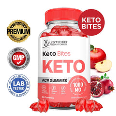 Justified Laboratories Keto Bites gummy powder ingredient closeup emphasizes beet juice and pomegranate blend
