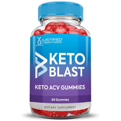 Justified Laboratories Keto Blast ACV Gummies dispense-serve shows chew-ready packaging for convenient daily use.