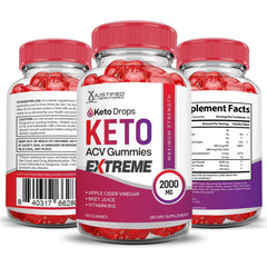 Justified Laboratories Keto Drops 3-pack GMP label, third-party tested quality assurance.