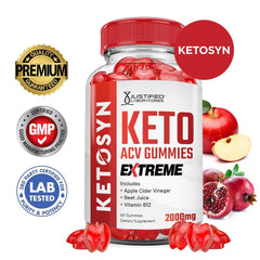 Justified Laboratories Ketosyn Keto Gummies with pomegranate and apple cider vinegar blend flavor.