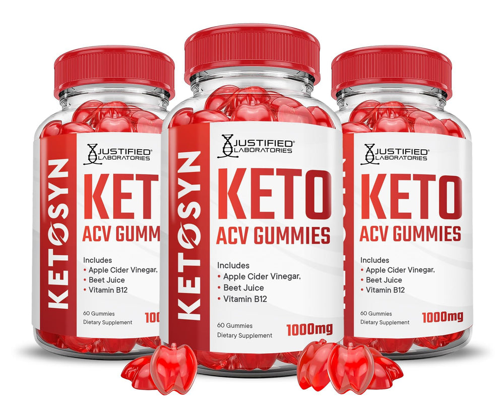 Justified Laboratories Ketosyn Keto ACV Gummies bottle, convenient daily chew.