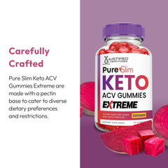 Justified Laboratories Pure Slim Keto ACV Gummies vitamin B12 close-up suggests daily energy support