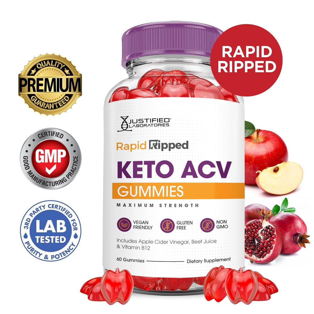Justified Laboratories Rapid Ripped Keto ACV Gummies easy daily-use concept emphasizes quick, tasty supplementation.