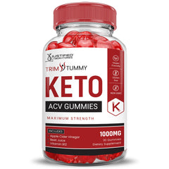 Justified Laboratories Trim Tummy Keto ACV Gummies with beet and pomegranate juice powder.