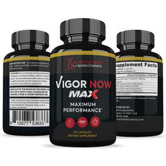 Justified Laboratories Vigor Now Max 1600MG packaging shot, appealing bottle and label design.