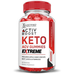 Justified Laboratories Activboost Keto ACV Gummies vegan non-GMO badge—plant-based formulation you can trust.