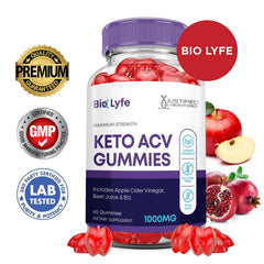 Justified Laboratories Bio Lyfe Keto ACV Gummies fruit flavor closeup highlights tasty texture.
