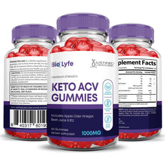 Justified Laboratories Bio Lyfe Keto ACV Gummies GMP-tested production badge.