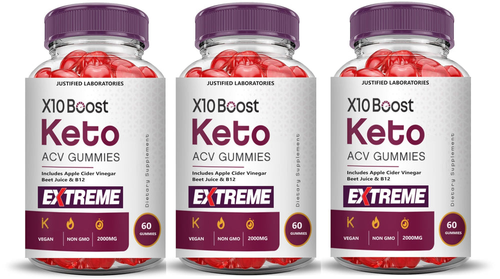Front view of Justified Laboratories Boost Keto ACV Gummies 3 pack bottle