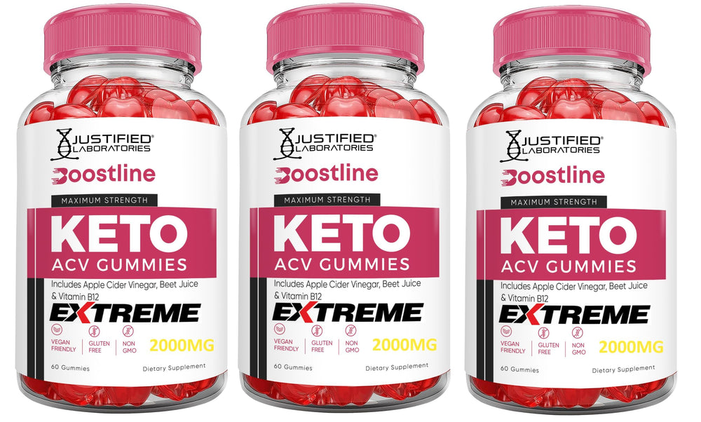 Front of Justified Laboratories Boostline Keto ACV Gummies 3-Pack 180g box