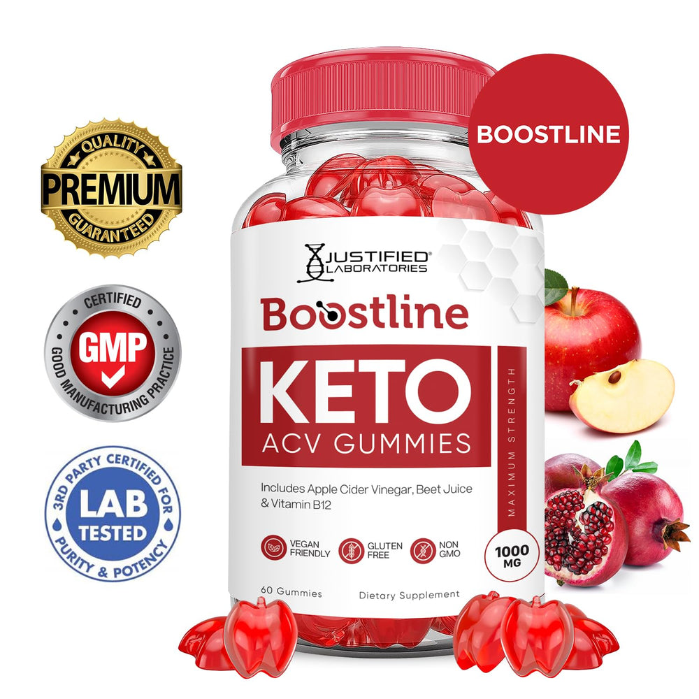 Justified Laboratories Boostline Keto ACV Gummies with pomegranate beet powder delivers vibrant flavor in each bite.