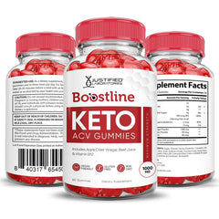 Justified Laboratories Boostline Keto ACV vegan-label indicates dairy-free gluten-free convenience.