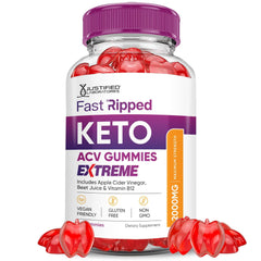 Front view of Justified Laboratories Fast Ripped Keto ACV Gummies bottle