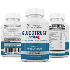 Lifestyle shot: person taking Justified Laboratories Glucotrust Max 1295MG supplement