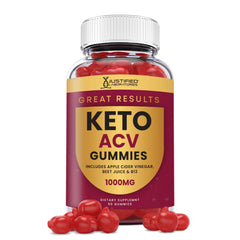 Justified Laboratories Great Results Keto ACV Gummies bottle offers convenient daily wellness support.