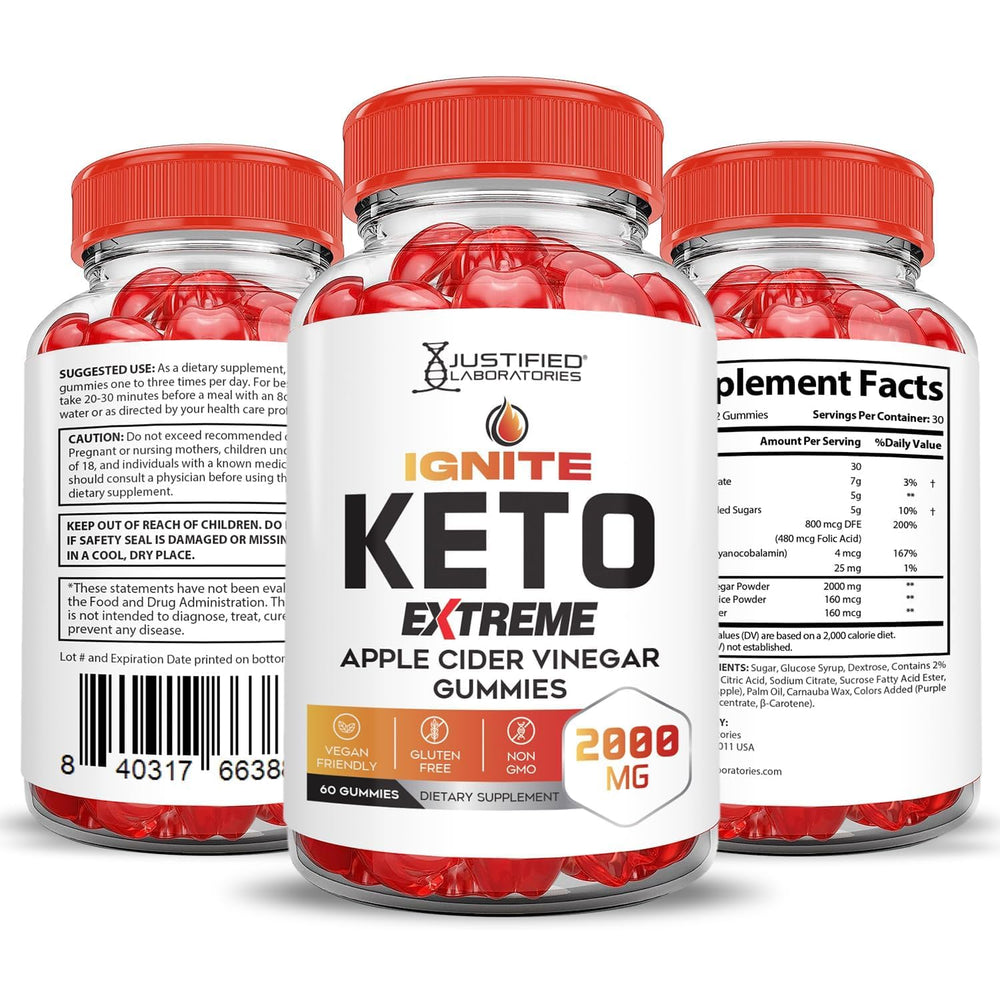 2-pack Ignite Keto ACV Gummies packaging on display