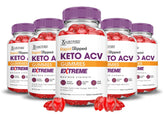 Front view of Justified Laboratories 5 Pack Rapid Ripped Keto ACV Gummies packaging