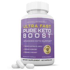 Justified Laboratories Ultra Fast Pure Keto Boost Pills bottle label showing 1275MG