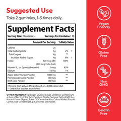 Justified Laboratories ingredients display with apple cider vinegar and B vitamins