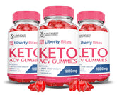 Justified Laboratories Liberty Bites Keto ACV Gummies bottle on table for easy daily use.