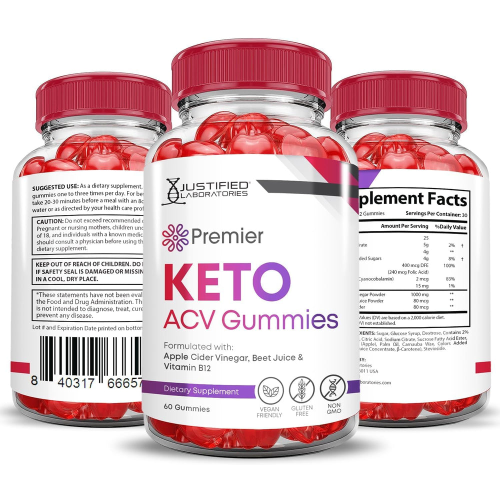 Justified Laboratories Premier Keto ACV Gummies gummy texture looks chewy and flavorful.