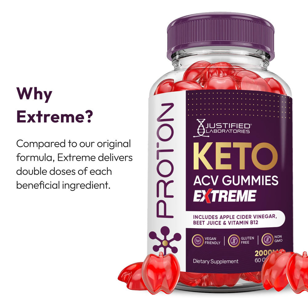 Justified Laboratories Proton Keto ACV packaging label highlighting vegan and non-GMO