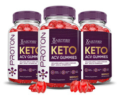 Justified Laboratories Proton Protein Keto ACV Gummies bottle front shows vegan formula for daily wellness