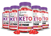 Justified Laboratories Pure Slim Keto Gummies 5 Pack bottle and gummies on white background