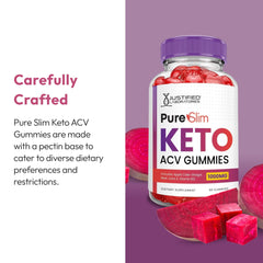 Justified Laboratories Pure Slim Keto ACV Gummies vegan pectin base and gluten-free texture