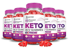Bottle of Justified Laboratories Ripped Results Keto ACV Gummies 5-Pack on white background