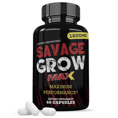 Savage Grow Max 1600MG bottle and label