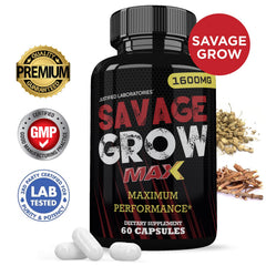 Savage Grow Max 1600MG 2-Pack capsules bottle side view