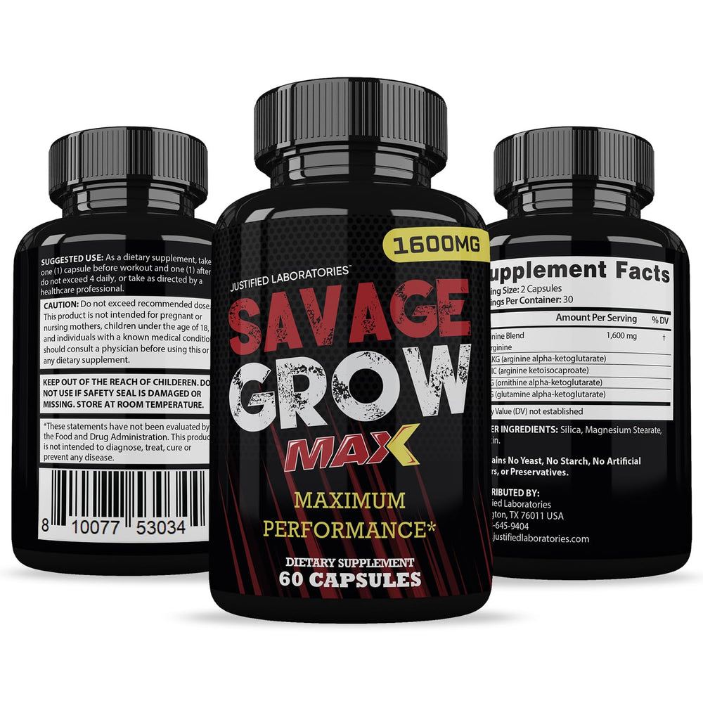 Safety and quality seals for Justified Laboratories Savage Grow Max 1600MG 2-Pack