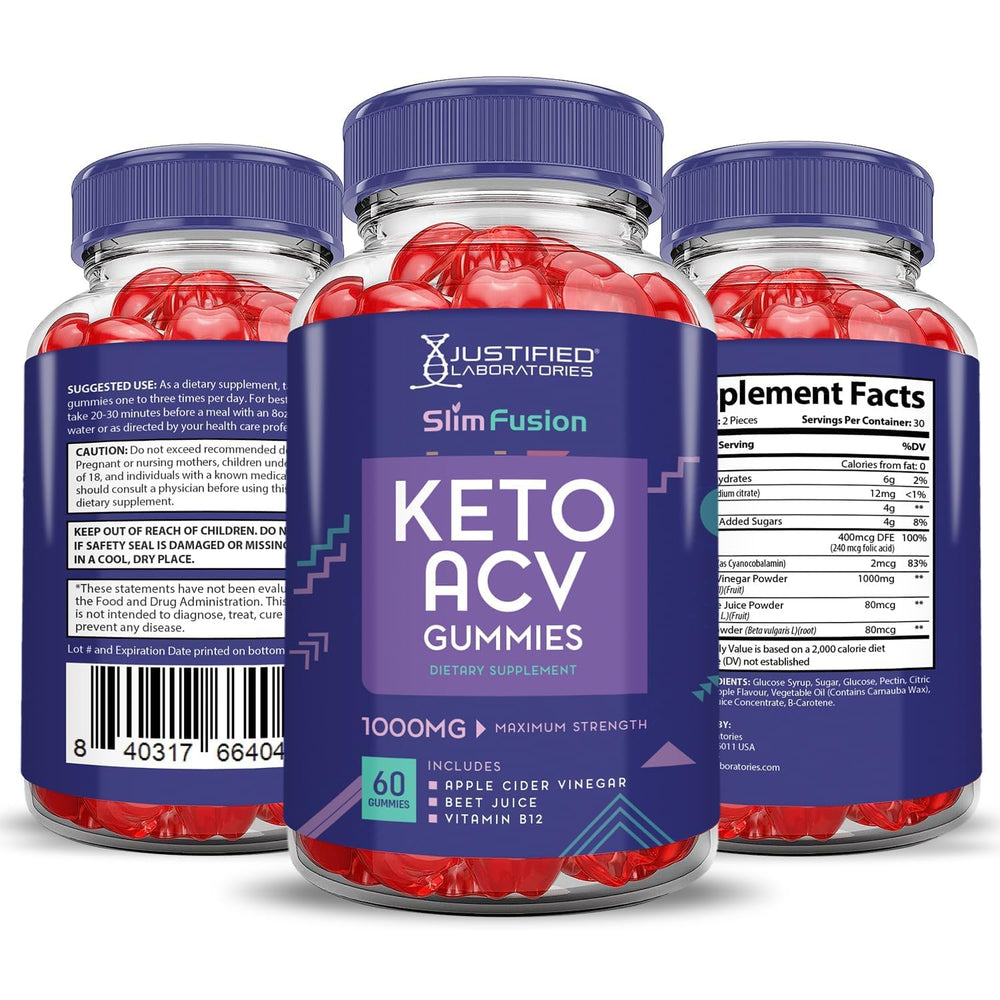 Justified Laboratories Slim Fusion Keto ACV Gummies beet and pomegranate visuals