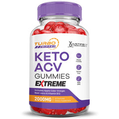 Justified Laboratories Turbo Ripped Keto ACV Gummies gummy closeup with vibrant texture.