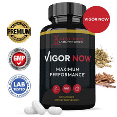 Close-up of the Justified Laboratories Vigor Now Max 1600MG label