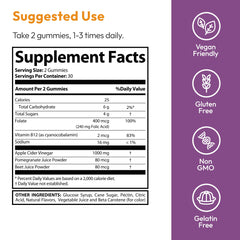 Justified Laboratories vitamin B12 enriched gummies for daily energy support.