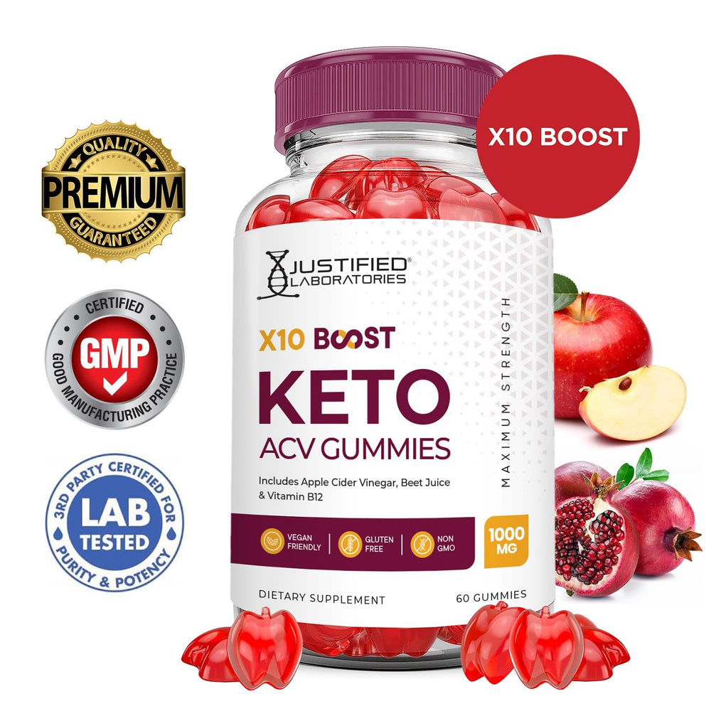 Close-up of Keto ACV gummies with Pomegranate Beet and B12 ingredients