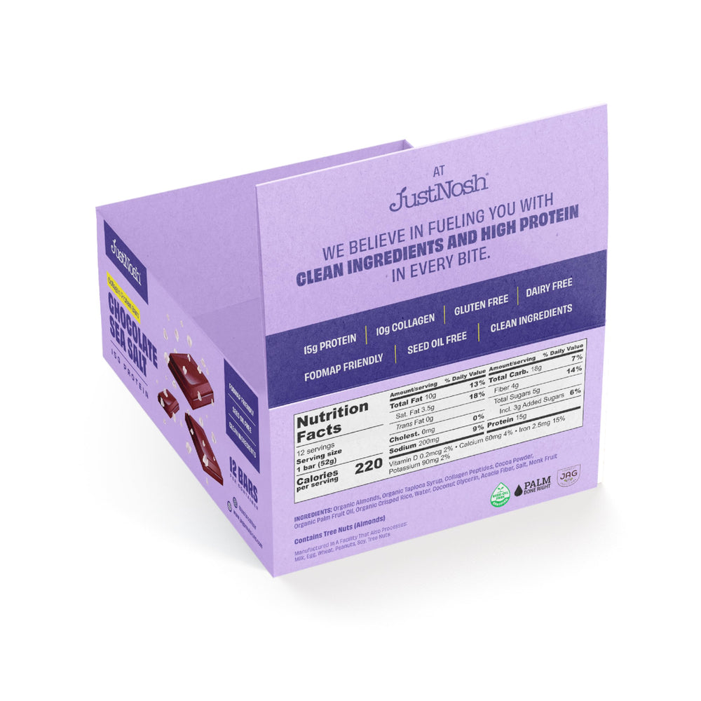 Seed Oil Free Certified label on JUSTNOSH packaging