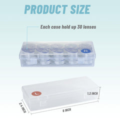 Open case showing 30 lenses per case