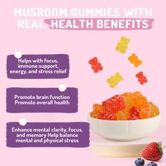 Eight mushroom blend including Lions Mane, Reishi, and Cordyceps