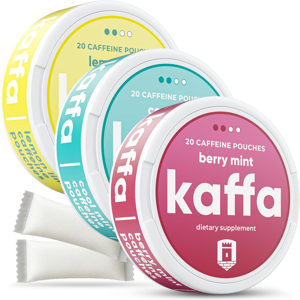 Kaffa Energy Pouches variety-pack can front view for a fast energy lift.